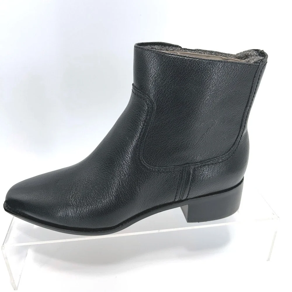 Cole Haan Size 6.5 Black Leather Block Heel Ankle Boots NEW Naia $180